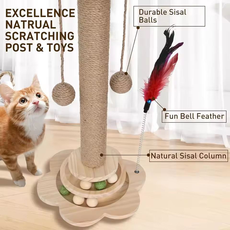 Cat Scratching Post Cat Scratching Board Wooden Wear-resistant and Scratch-resistant Post Furniture Training Grinding Claw Toys