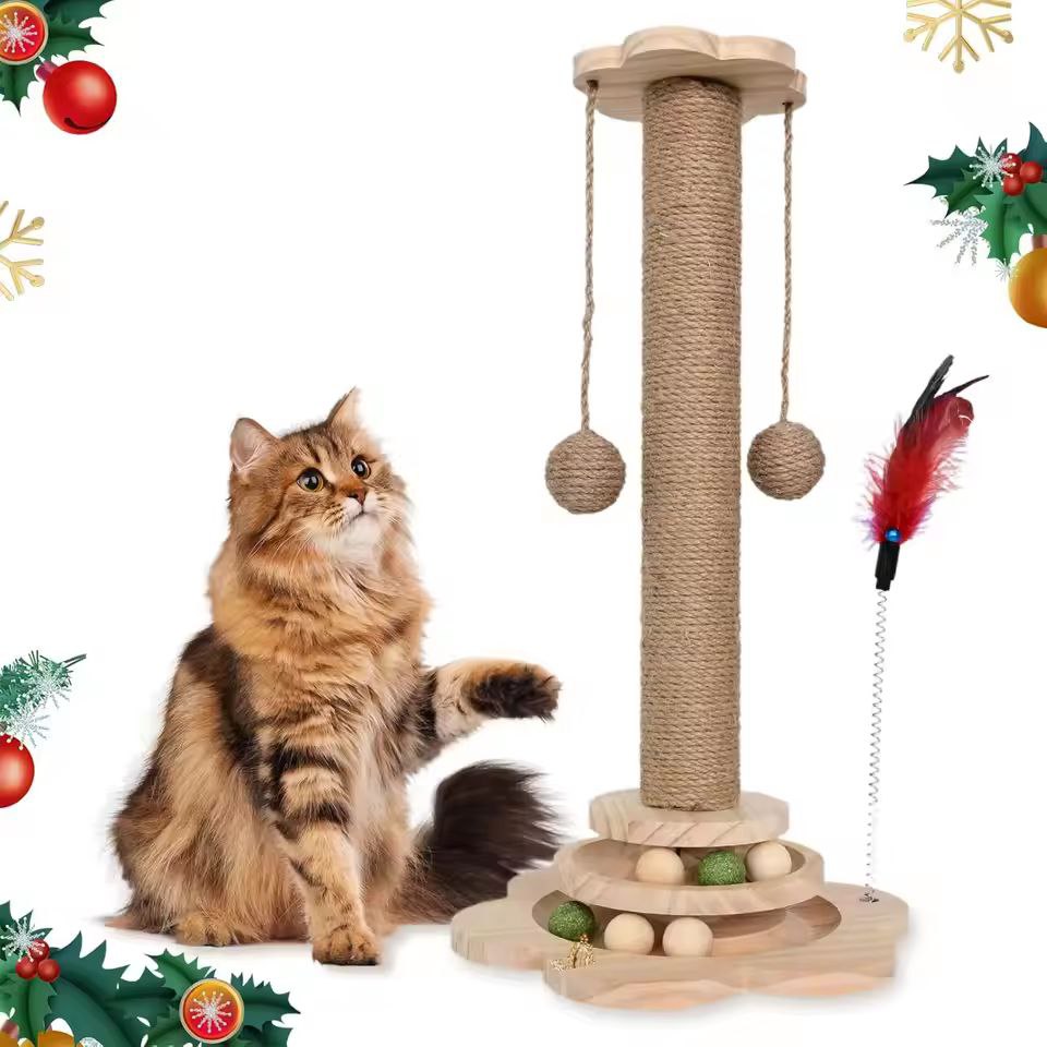 Cat Scratching Post Cat Scratching Board Wooden Wear-resistant and Scratch-resistant Post Furniture Training Grinding Claw Toys